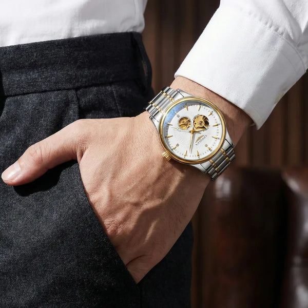 Detalhes do LongLux Arkos — Relógio Luxo Masculino Com Mostrador Skeleton