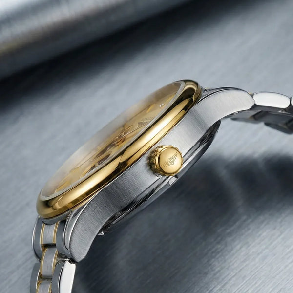 LongLux Arkos Gold — resistência à água e ponteiros luminosos